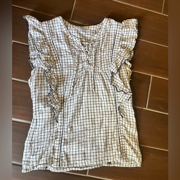 Scotch & Soda Ruffle Cap Sleeve Blouse Sz M - Picture 2 of 9